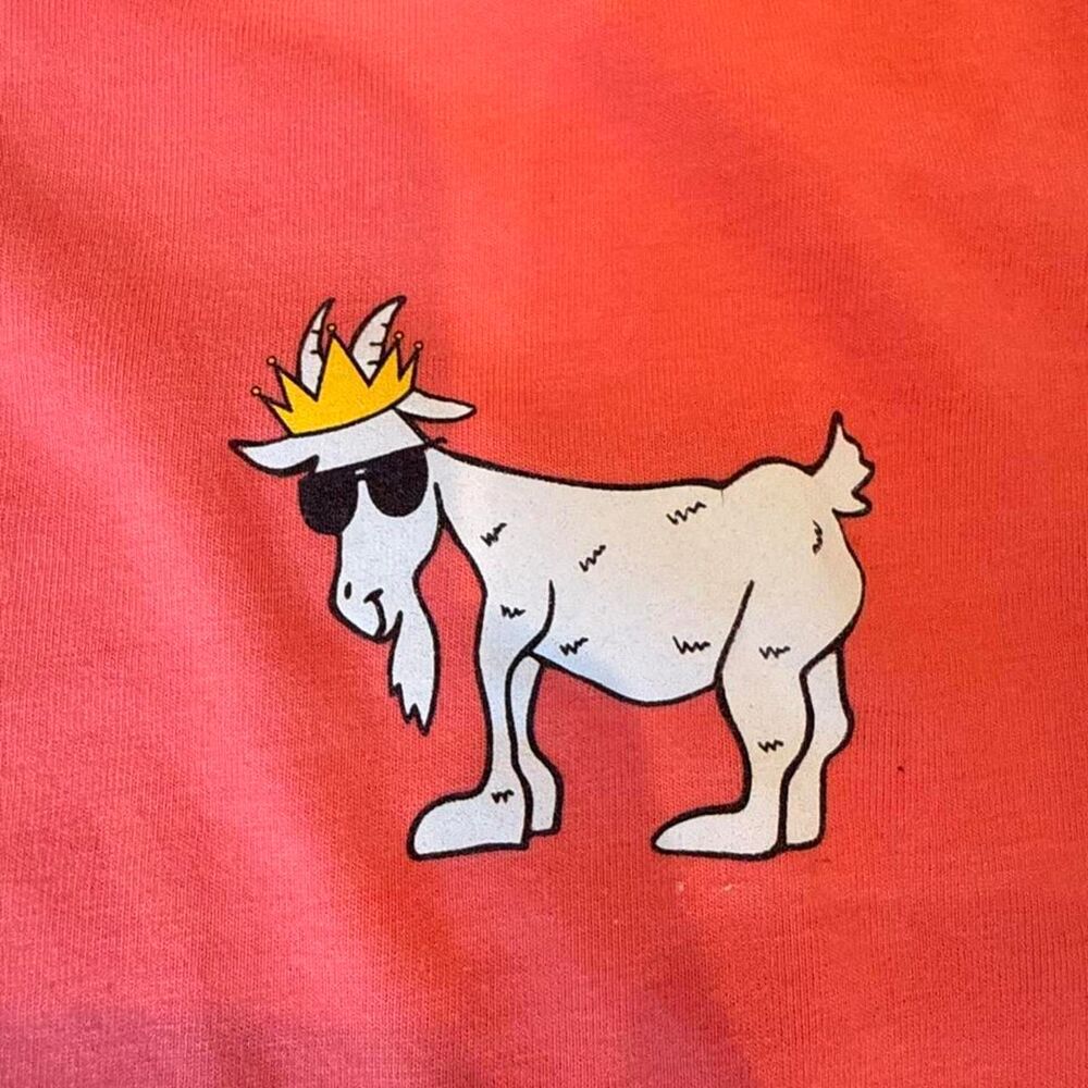 Goat USA coral cotton & polyester t-shirt , size men's small